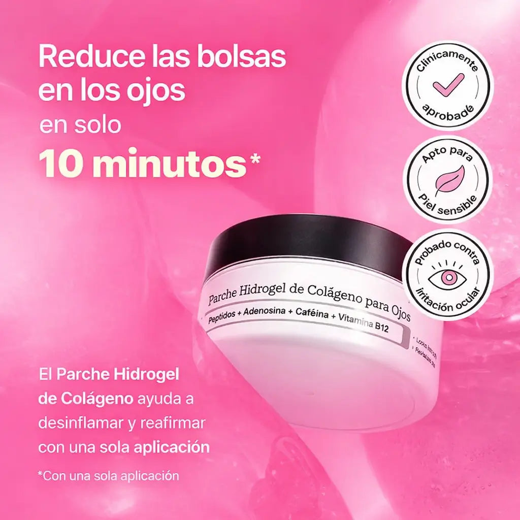 COSRX: Parches de hidrogel con péptidos y colágeno.  Reducen la hinchazón e hidratan las bolsas debajo de los ojos