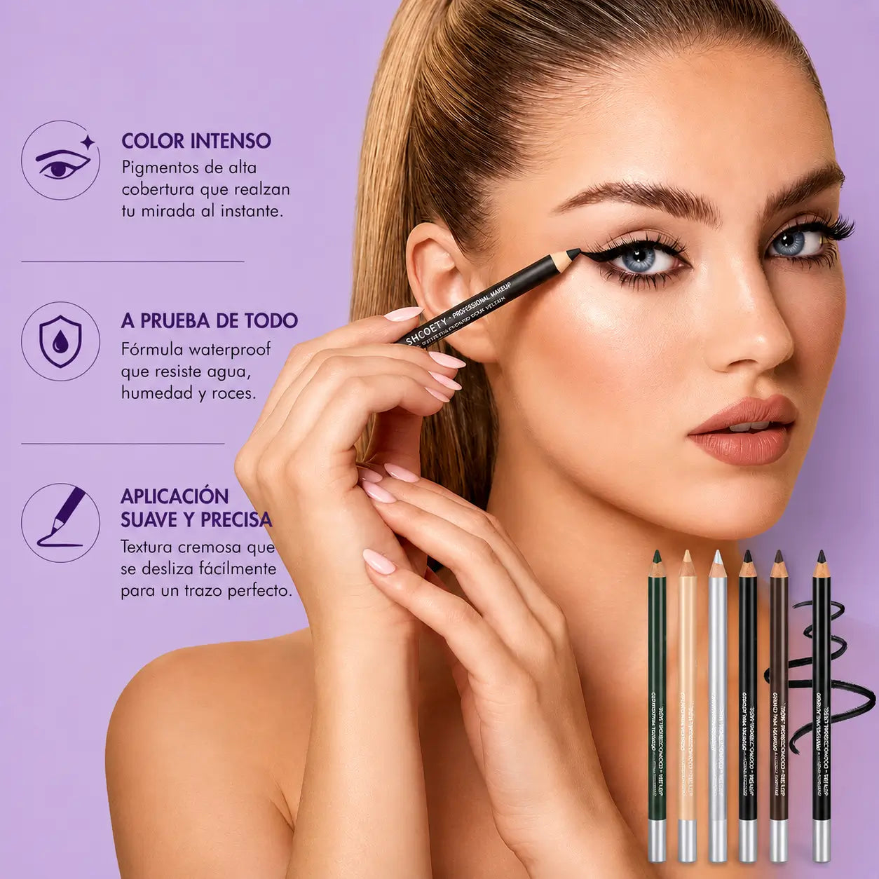Set x2 Lápiz delineador de ojos ultra pigmentado y resistente al agua