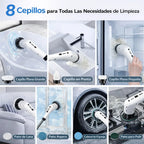 Cepillo Eléctrico Giratorio Inalámbrico: 4 cabezales y mango extendible