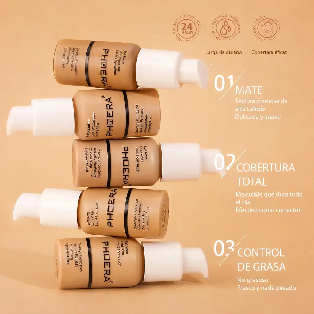 Base de Maquillaje JulyStar: Alta cobertura, cutis impecable, corrector de ojos y aprueba de agua