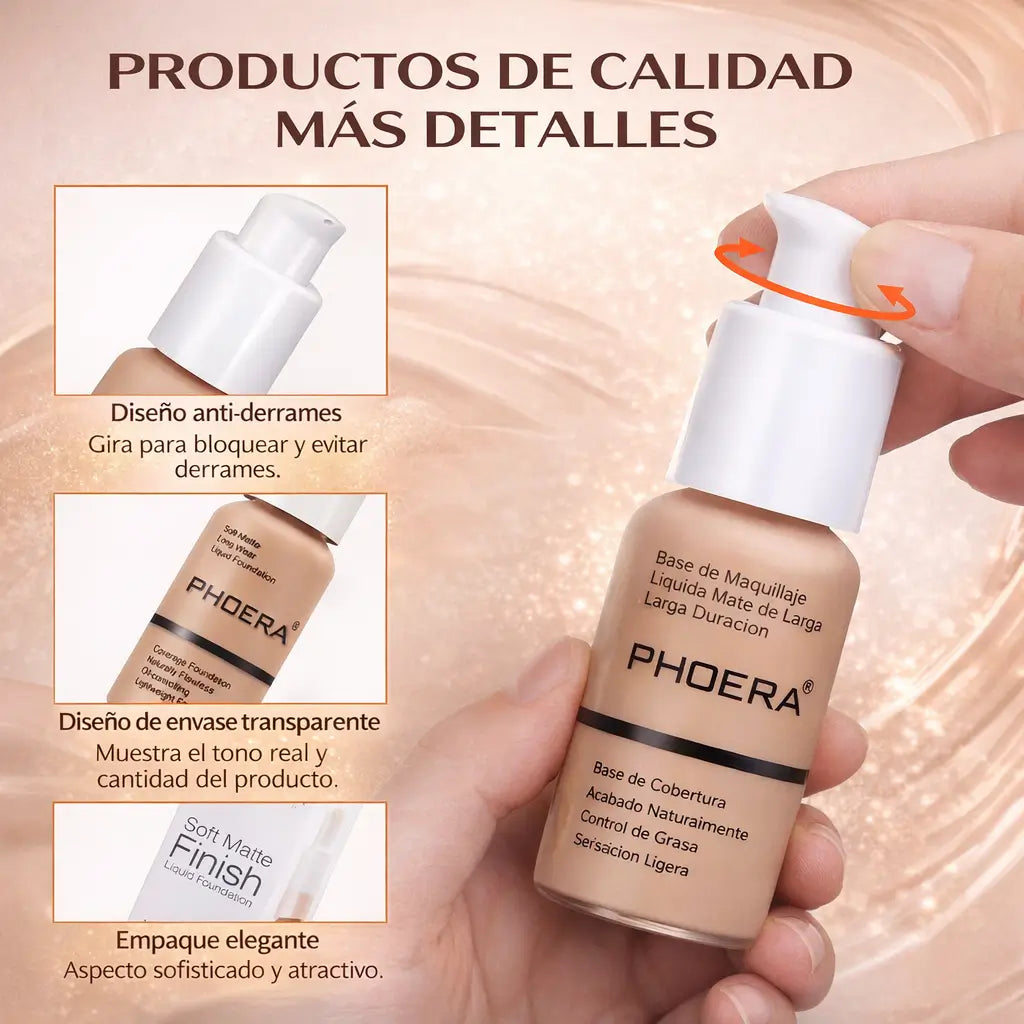 Base de Maquillaje JulyStar: Alta cobertura, cutis impecable, corrector de ojos y aprueba de agua