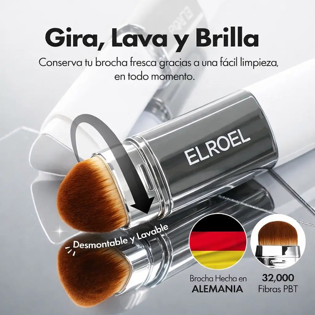 Set x2 ELROEL BLANC Cover Cream Stick V con brocha: Base de maquillaje en barra coreana con colágeno