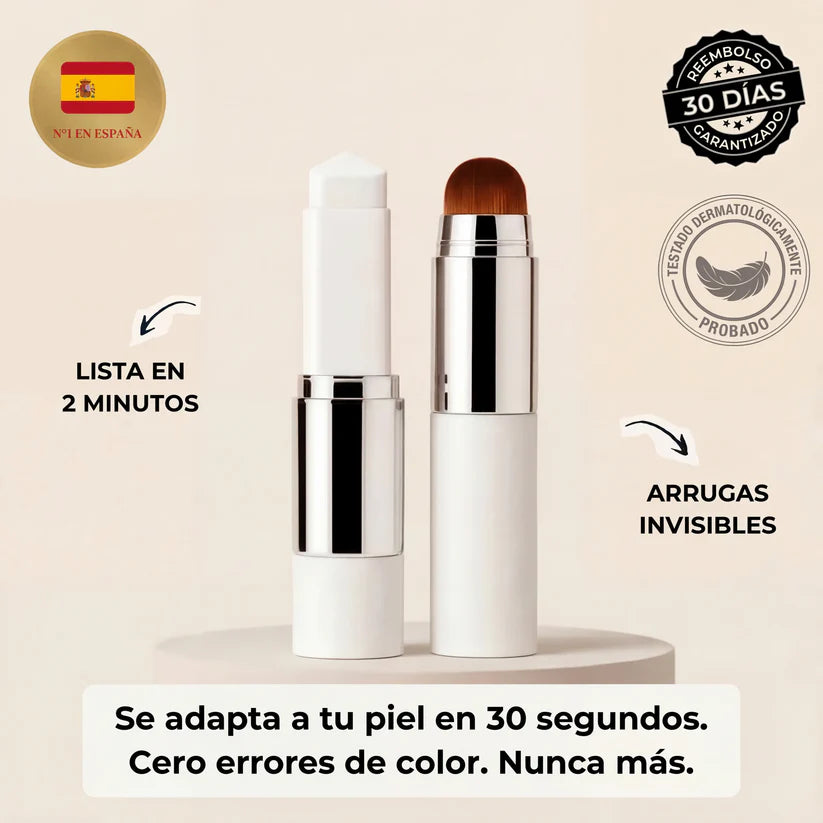 Set x2 ELROEL BLANC Cover Cream Stick V con brocha: Base de maquillaje en barra coreana con colágeno
