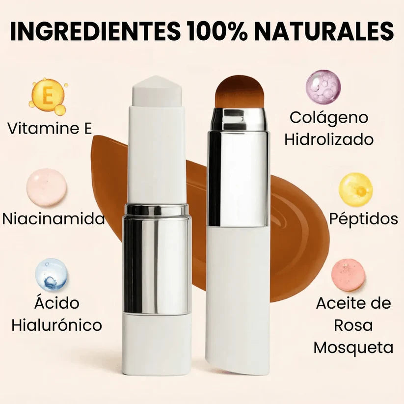 Set x2 ELROEL BLANC Cover Cream Stick V con brocha: Base de maquillaje en barra coreana con colágeno