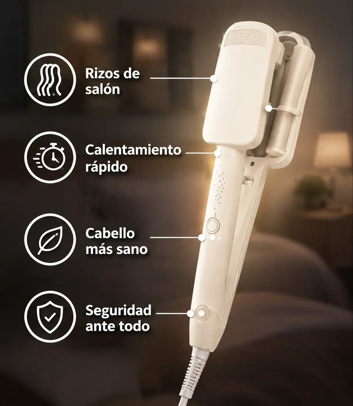 Rizador de pelo con onda profunda de 32 mm